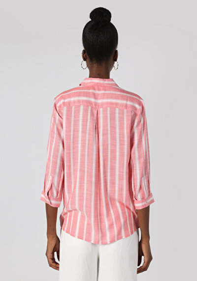Image de Chemisier À Manches Longues Rouge Regular Fit Femme