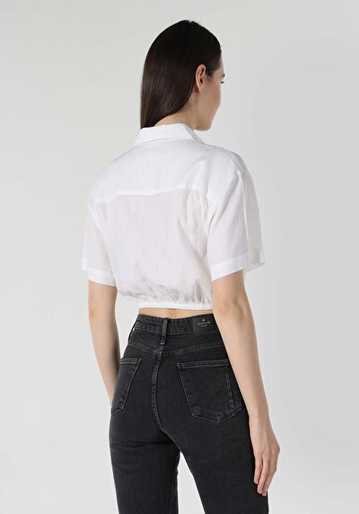 Image de Chemise À Manches Courtes Blanc Regular Fit Femme