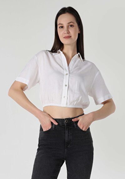 Image de Chemise À Manches Courtes Blanc  Regular Fit Femme