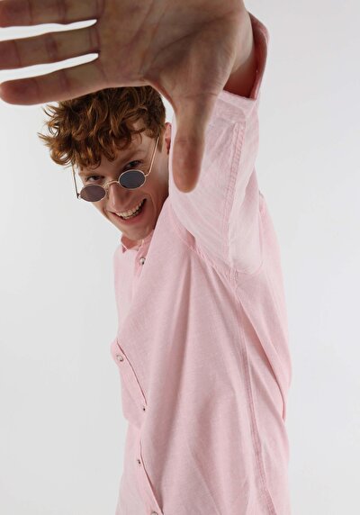Image de Chemise À Manches Longues Rose Comfort Fit Homme
