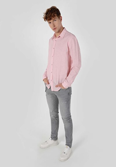 Afficher les détails de Chemise À Manches Longues Rose Comfort Fit   Homme