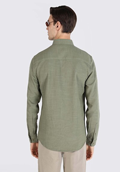 Image de Chemise À Manches Longues Vert Slim Fit   Homme