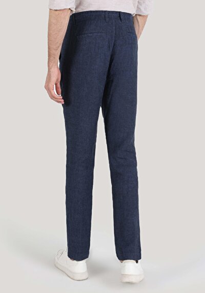 Afficher les détails de Pantalon Marine Düz Paça Medium Rise En  Regular Fit Homme