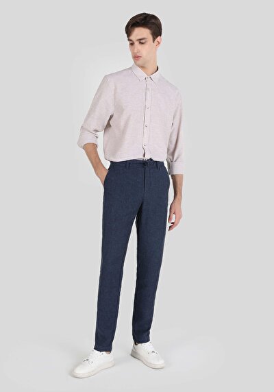 Afficher les détails de Pantalon Marine Düz Paça Medium Rise En  Regular Fit Homme