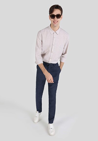 Afficher les détails de Pantalon Marine Düz Paça Medium Rise En  Regular Fit Homme