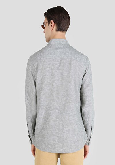 Afficher les détails de Chemise À Manches Longues Kaki Comfort Fit   Homme