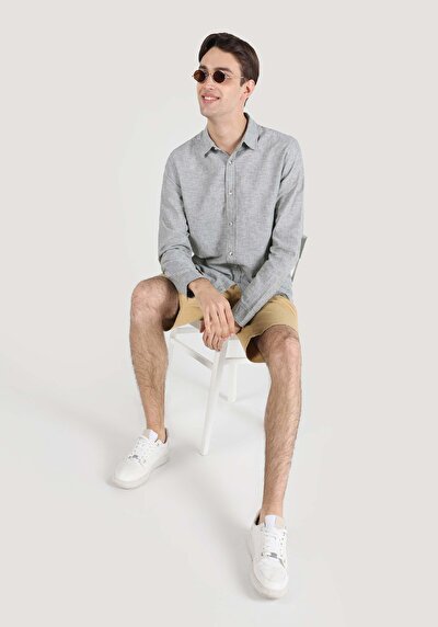 Image de Chemise À Manches Longues Kaki Comfort Fit Homme
