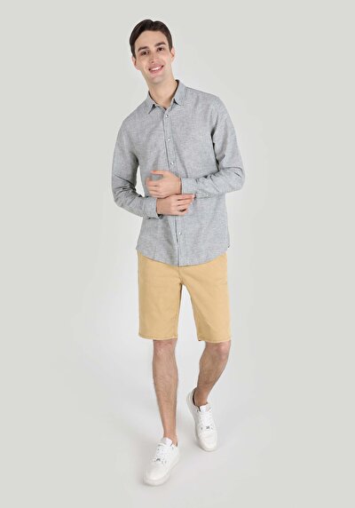 Image de Chemise À Manches Longues Kaki Comfort Fit Homme