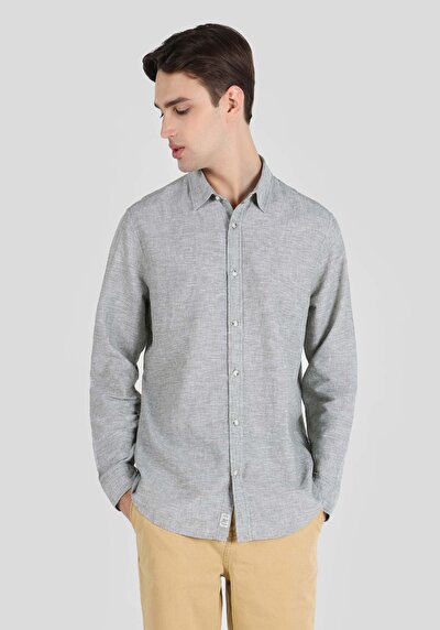Afficher les détails de Chemise À Manches Longues Kaki Comfort Fit   Homme