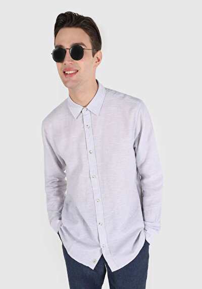 Image de Chemise À Manches Longues Gris Comfort Fit Homme