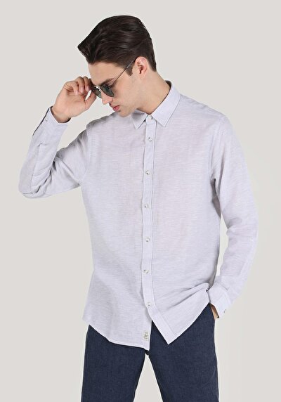Image de Chemise À Manches Longues Gris Comfort Fit Homme