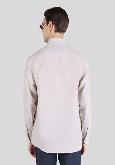 Image de Chemise À Manches Longues Beige Comfort Fit Homme