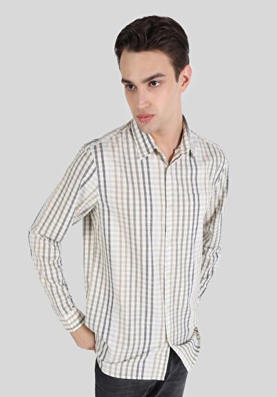 Image de Chemise À Manches Longues Kaki Regular Fit Homme
