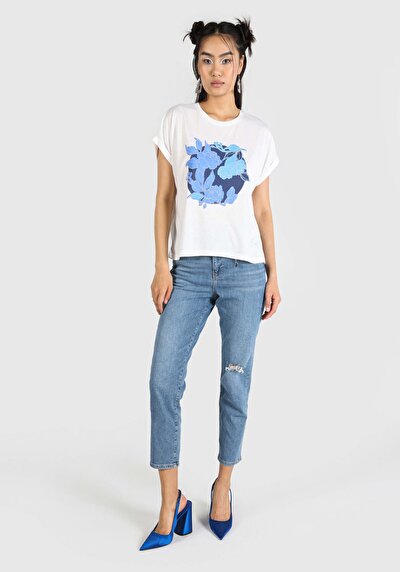 Image de T-shirt À Manches Courtes Blanc Regular Fit  Femme