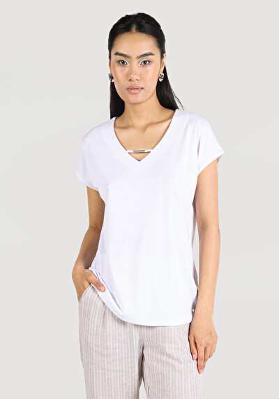 Image de T-shirt À Manches Courtes Blanc Regular Fit Femme