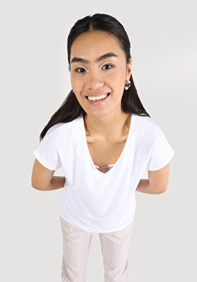 Image de T-shirt À Manches Courtes Blanc Regular Fit Femme