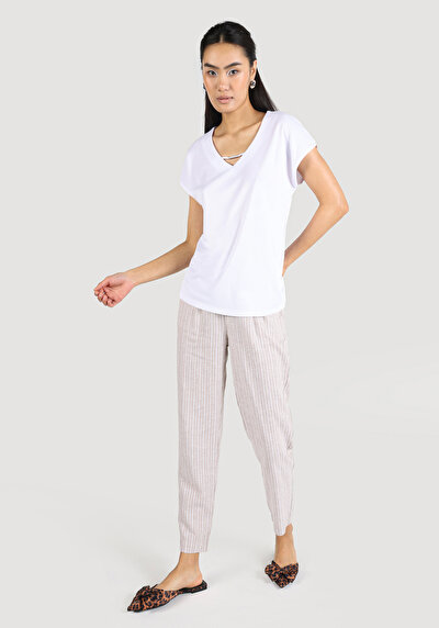 Image de T-shirt À Manches Courtes Blanc Regular Fit  Femme