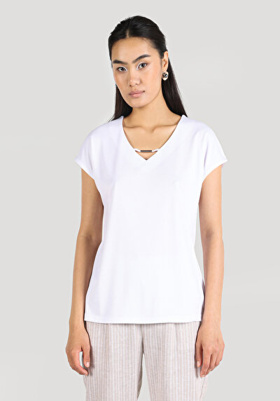 Image de T-shirt À Manches Courtes Blanc Regular Fit  Femme