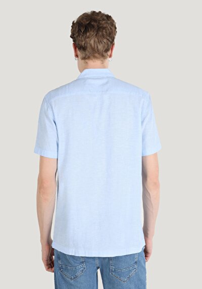Image de Chemise À Manches Courtes Bleu Droit Comfort Fit Homme