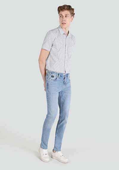 Image de 044 Karl Pantalon Bleu   En  Straight Fit Homme