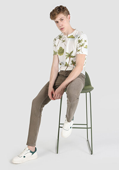 Image de 044 Karl Pantalon Kaki   En  Straight Fit Homme