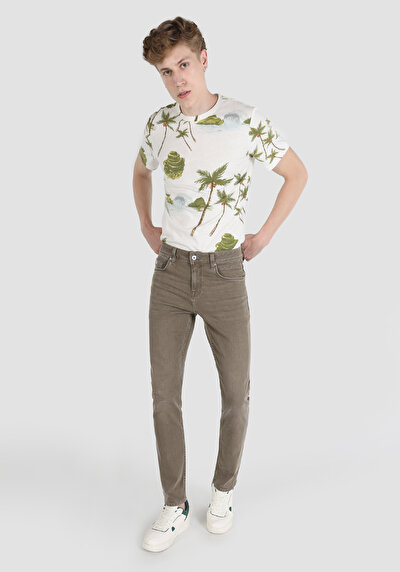 Image de 044 Karl Pantalon Kaki En Straight Fit Homme
