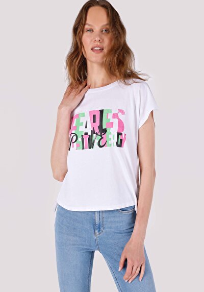 Image de T-shirt À Manches Courtes Blanc Regular Fit Femme