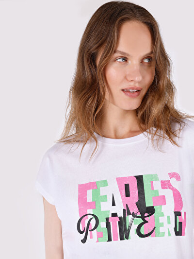 Image de T-shirt À Manches Courtes Blanc Regular Fit  Femme