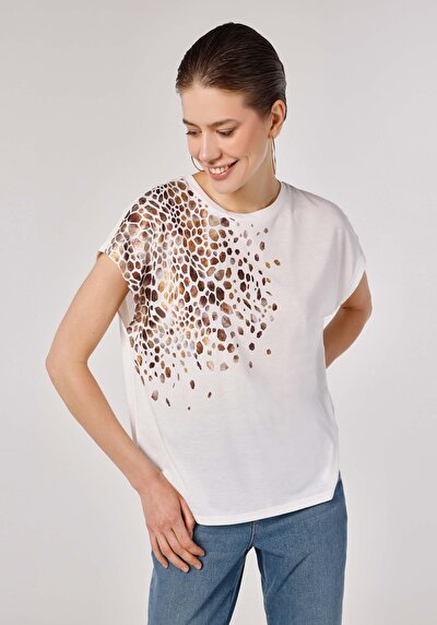 Image de T-shirt À Manches Courtes Blanc Regular Fit  Femme