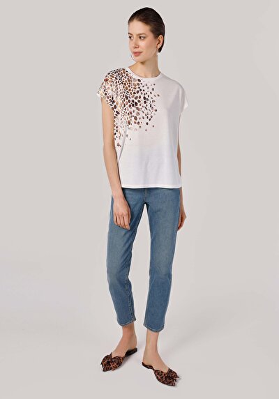 Image de T-shirt À Manches Courtes Blanc Regular Fit  Femme