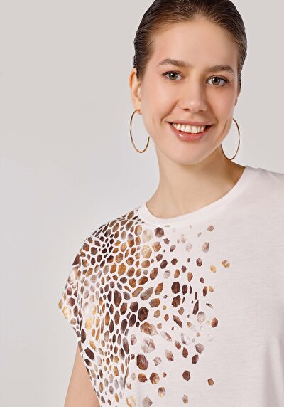 Image de T-shirt À Manches Courtes Blanc Regular Fit  Femme
