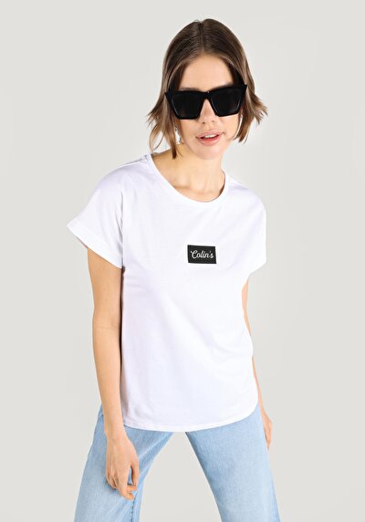 Afficher les détails de T-shirt À Manches Courtes Blanc Regular Fit Imprimé Femme