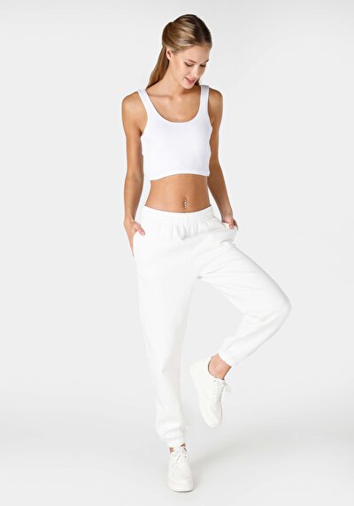 Afficher les détails de Pantalon De Survêtement Blanc Regular Fit Femme