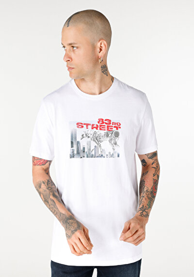 Image de T-shirt À Manches Courtes Blanc Regular Fit Homme