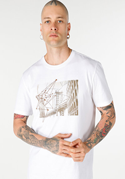 Image de T-shirt À Manches Courtes Blanc Regular Fit Homme