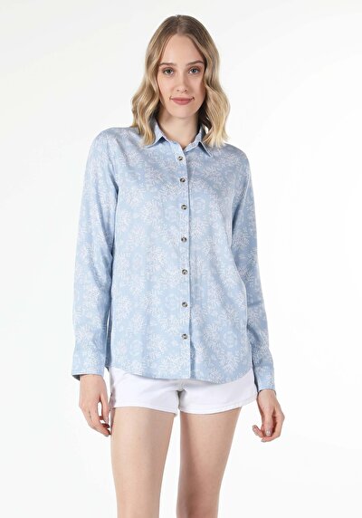 Image de Chemise À Manches Longues Bleu Regular Fit   Femme