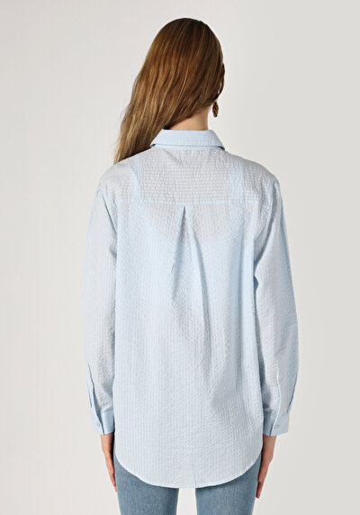 Image de Chemise À Manches Longues Bleu Relaxed Fit Femme
