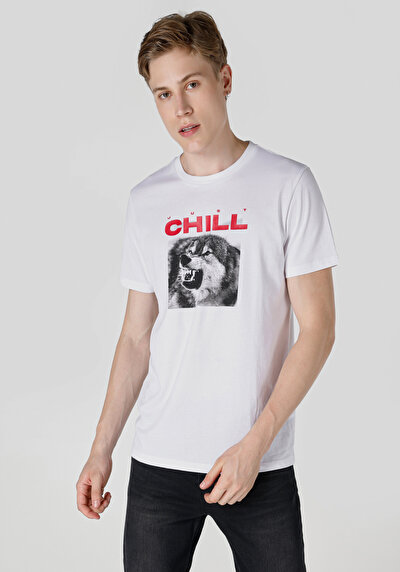 Afficher les détails de T-shirt À Manches Courtes Blanc Regular Fit  Homme