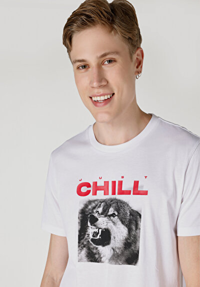 Afficher les détails de T-shirt À Manches Courtes Blanc Regular Fit  Homme