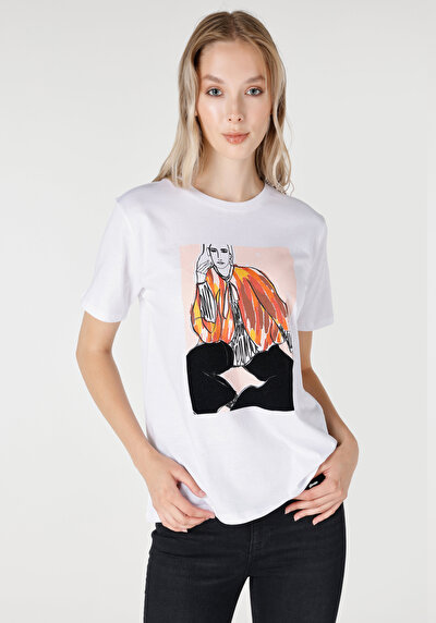 Image de T-shirt À Manches Courtes Blanc Regular Fit Femme
