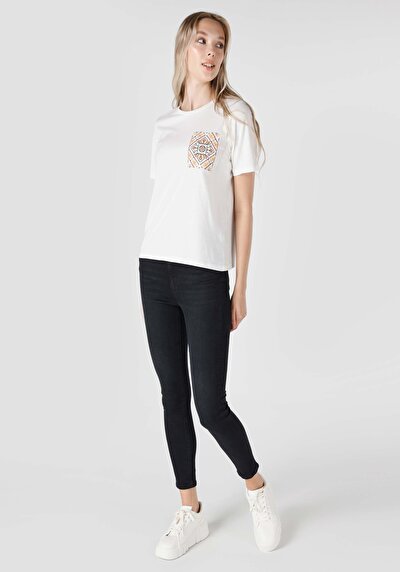 Image de T-shirt À Manches Courtes Blanc Regular Fit Femme