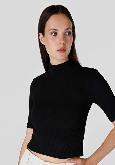 Image de T-shirt À Manches Courtes Noir Slim Fit  Femme