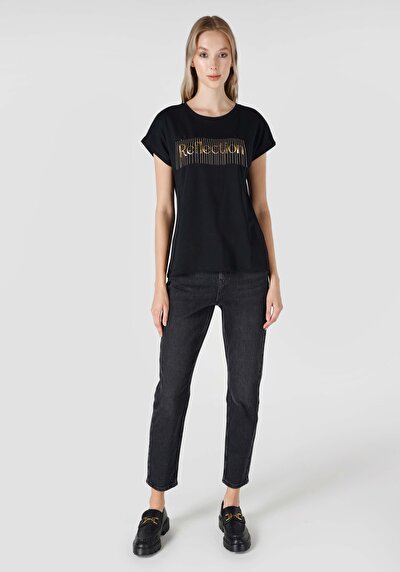Image de T-shirt À Manches Courtes Noir Regular Fit  Femme