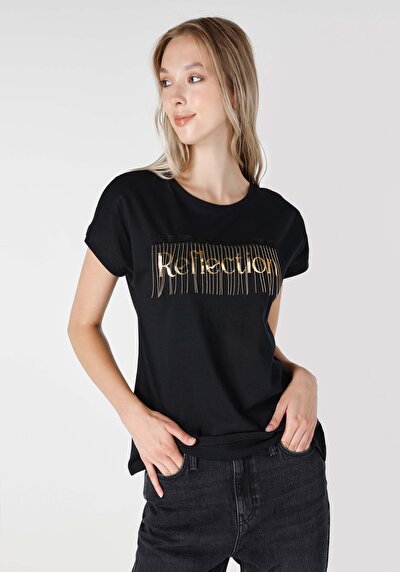Image de T-shirt À Manches Courtes Noir Regular Fit  Femme