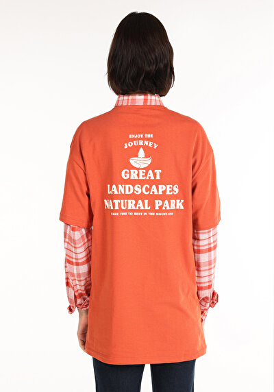 Image de T-shirt À Manches Courtes Orange Regular Fit Femme