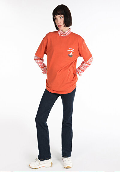 Image de T-shirt À Manches Courtes Orange Regular Fit Femme