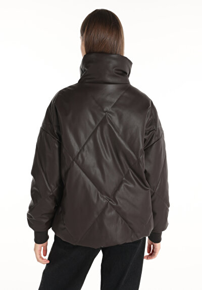 Image de Veste Pu Marron Regular Fit Femme