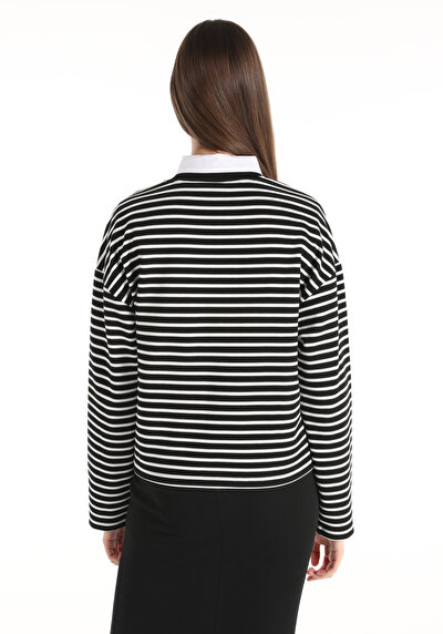 Image de T-shirt À Manches Longues Noir Regular Fit Femme