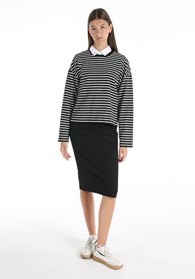 Image de T-shirt À Manches Longues Noir Regular Fit  Femme