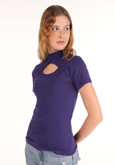 Image de T-shirt À Manches Courtes Violet Slim Fit Femme